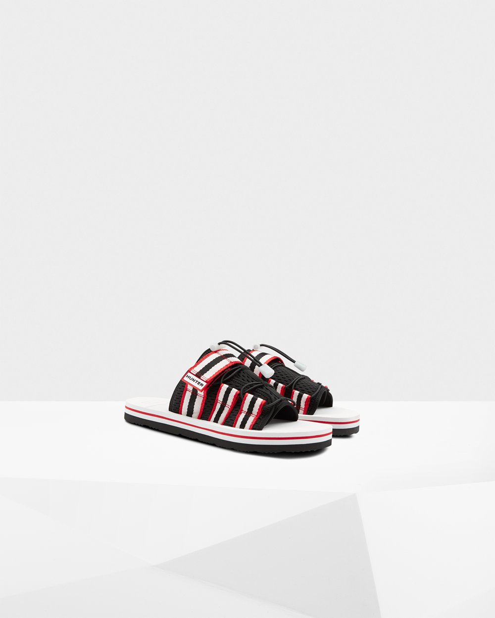 Mens Hunter Original Beach - Slides Black/White/Red - 8719-RDZCU